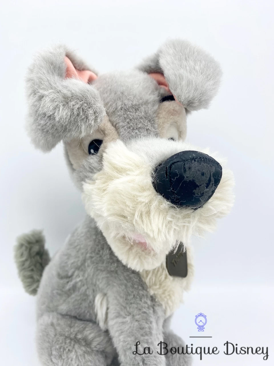 Peluche Clochard Tramp Disney La Belle Et Le Clochard Chien Gris Collier Métal Vintage 36 Cm – Image 3