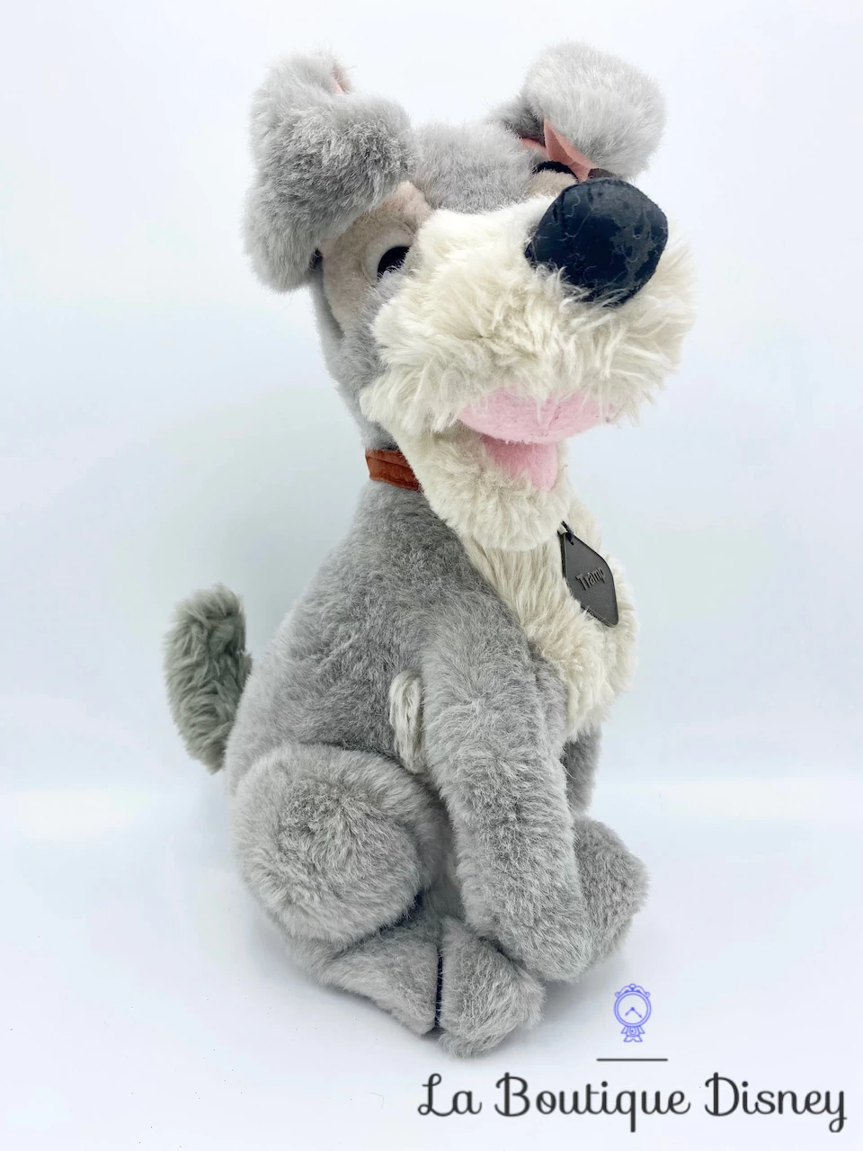 Peluche Clochard Tramp Disney La Belle Et Le Clochard Chien Gris Collier Métal Vintage 36 Cm – Image 2