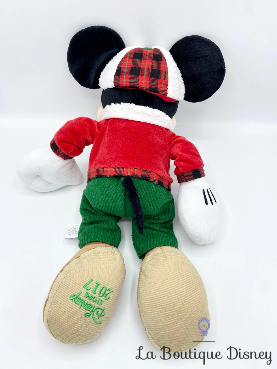 Peluche Mickey Mouse Noël Disney Store 2017 Rouge Vert Bonnet 44 Cm – Image 4