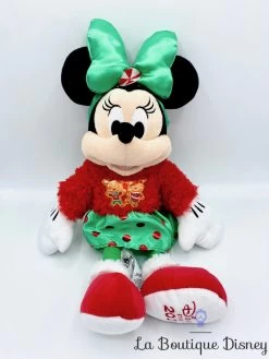 Peluche Minnie Mouse Noël Disney Store 2020 Holiday Cheer Rouge Vert 44 Cm