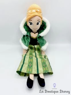 Poupée Chiffon Anna La Reine Des Neiges Disney Store Peluche Robe Verte Cape Hiver 57 Cm