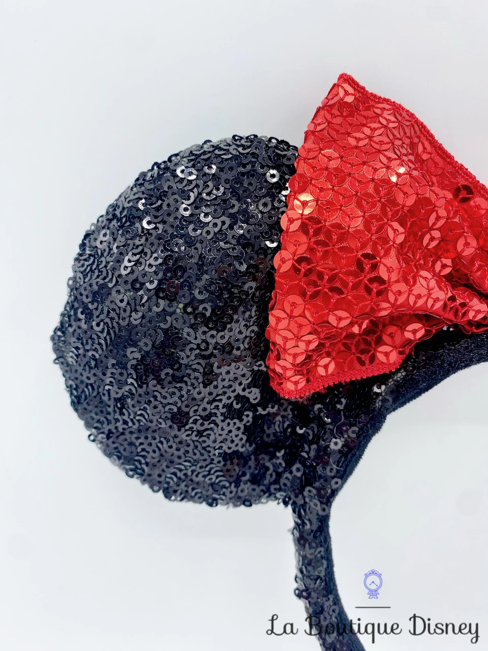 Serre TĂȘte Oreilles Minnie Mouse Sequins Disney Parks Disneyland Ears Noir Noeud Rouge Classique Strass â Image 2