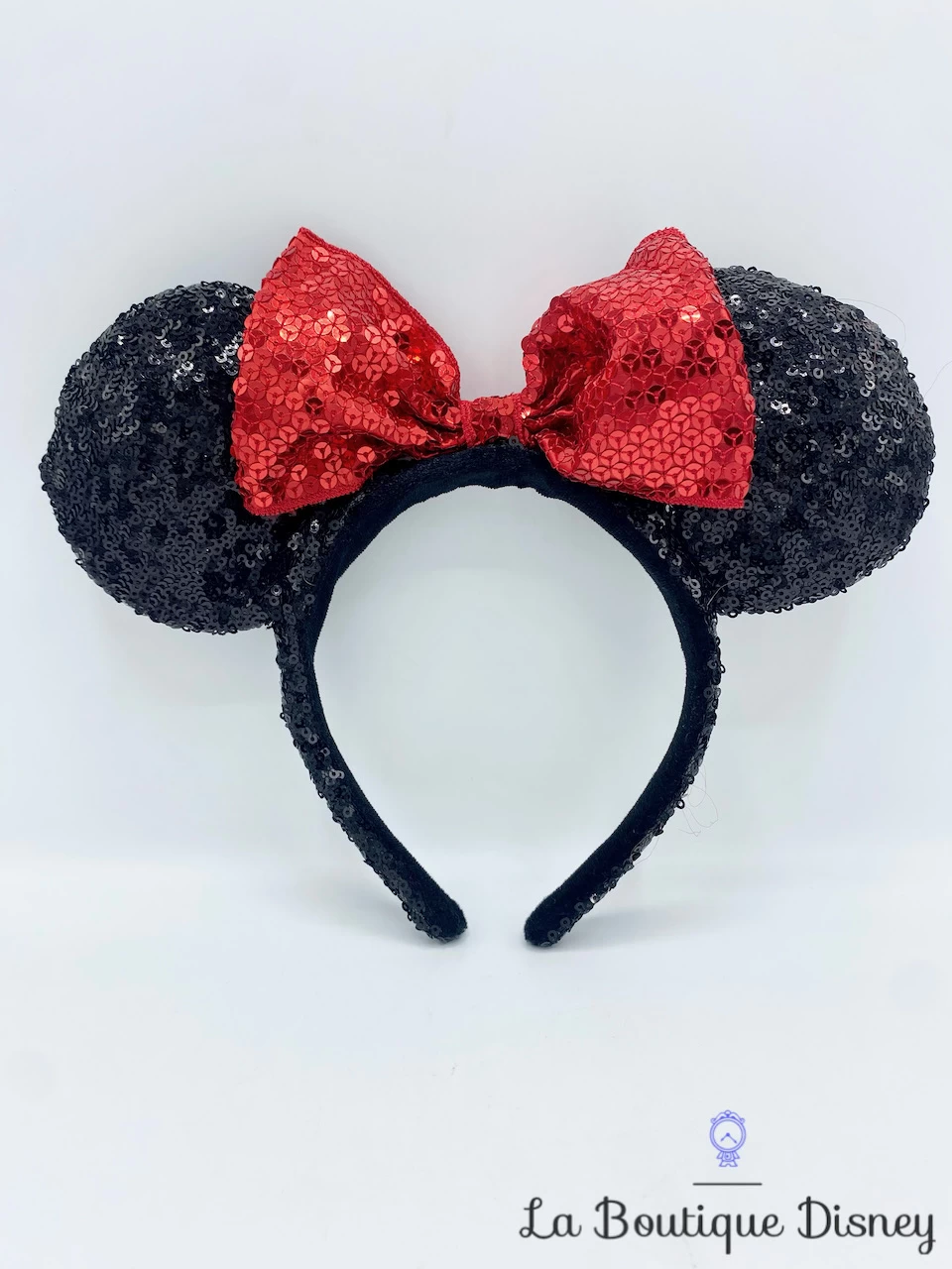 Serre TĂȘte Oreilles Minnie Mouse Sequins Disney Parks Disneyland Ears Noir Noeud Rouge Classique Strass