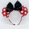 Serre Tête Oreilles Minnie Mouse Sequins Disney Pois Rouge Strass Taille Enfant