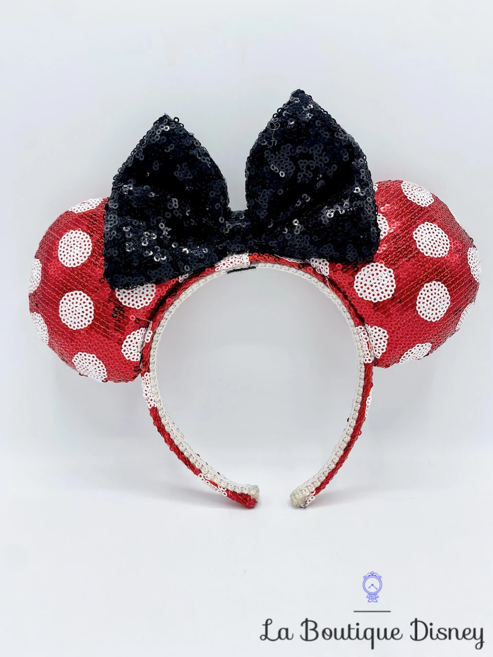 Serre TĂȘte Oreilles Minnie Mouse Sequins Disney Pois Rouge Strass Taille Enfant